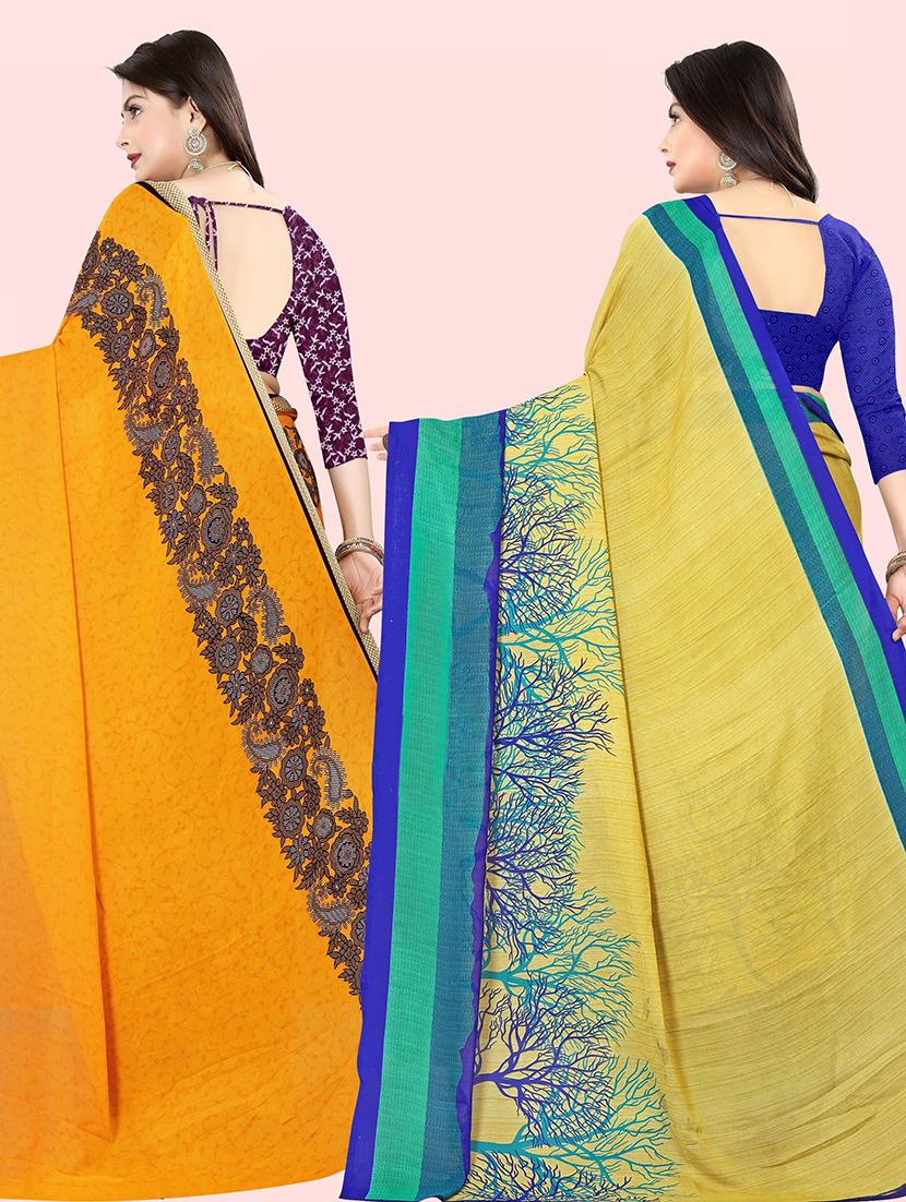 women pack of 2 casual wear combo sarees with blouse - 21480126 -  Standard Image - 1