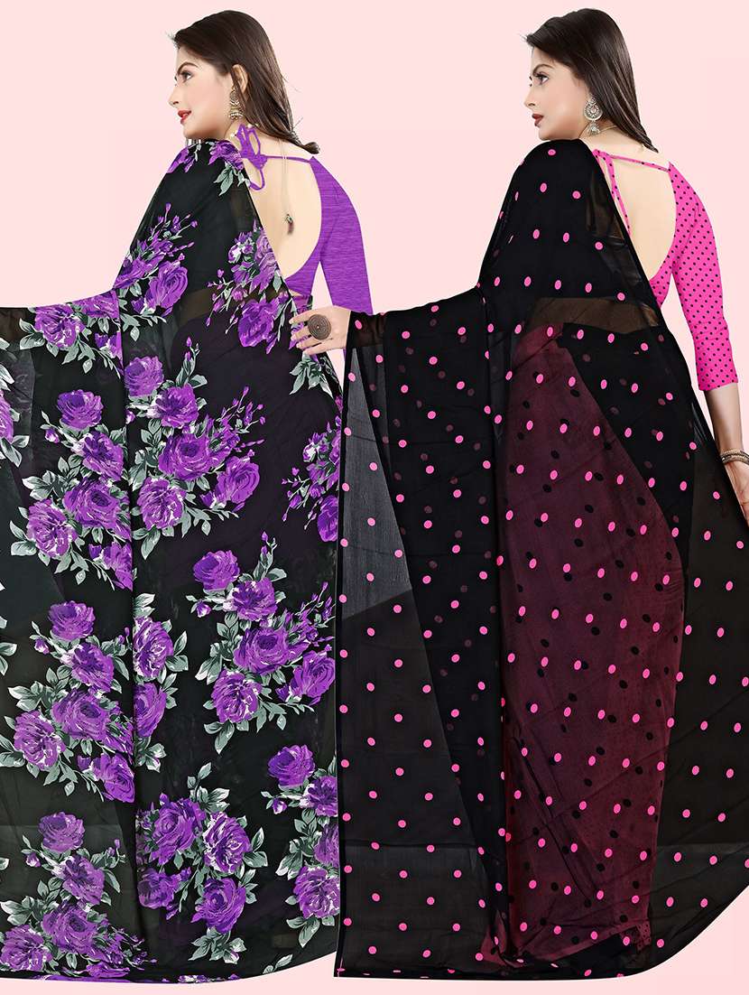 women pack of 2 casual wear combo sarees with blouse - 21480131 -  Standard Image - 1