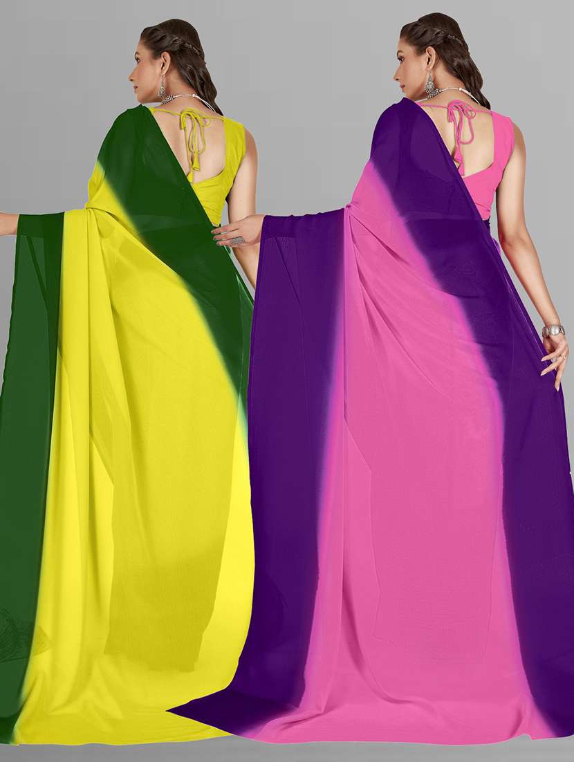 women pack of 2 casual wear combo sarees with blouse - 21480152 -  Standard Image - 1