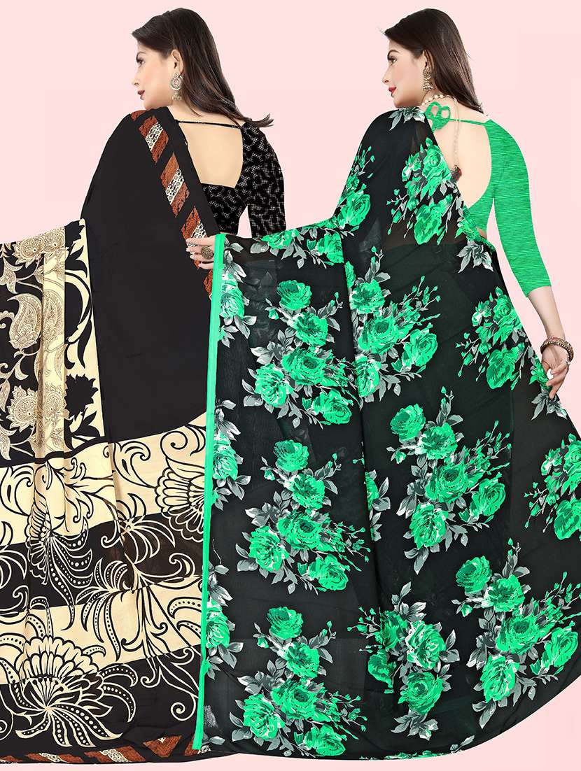 women pack of 2 casual wear combo sarees with blouse - 21480158 -  Standard Image - 1