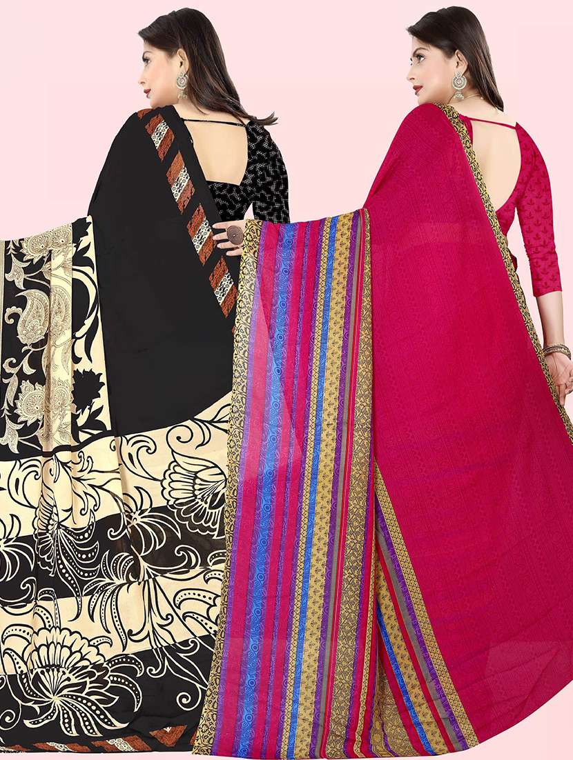 women pack of 2 casual wear combo sarees with blouse - 21480160 -  Standard Image - 1