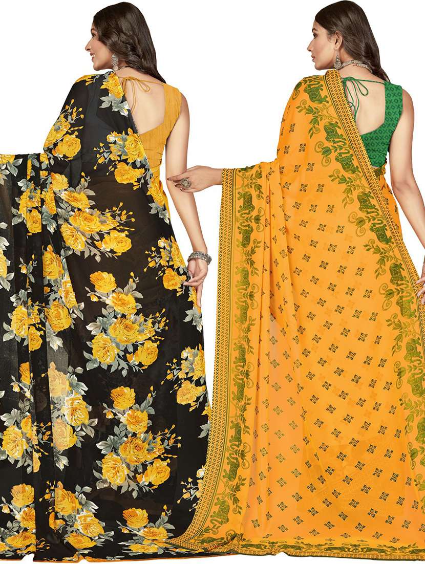 women pack of 2 casual wear combo sarees with blouse - 21480166 -  Standard Image - 1
