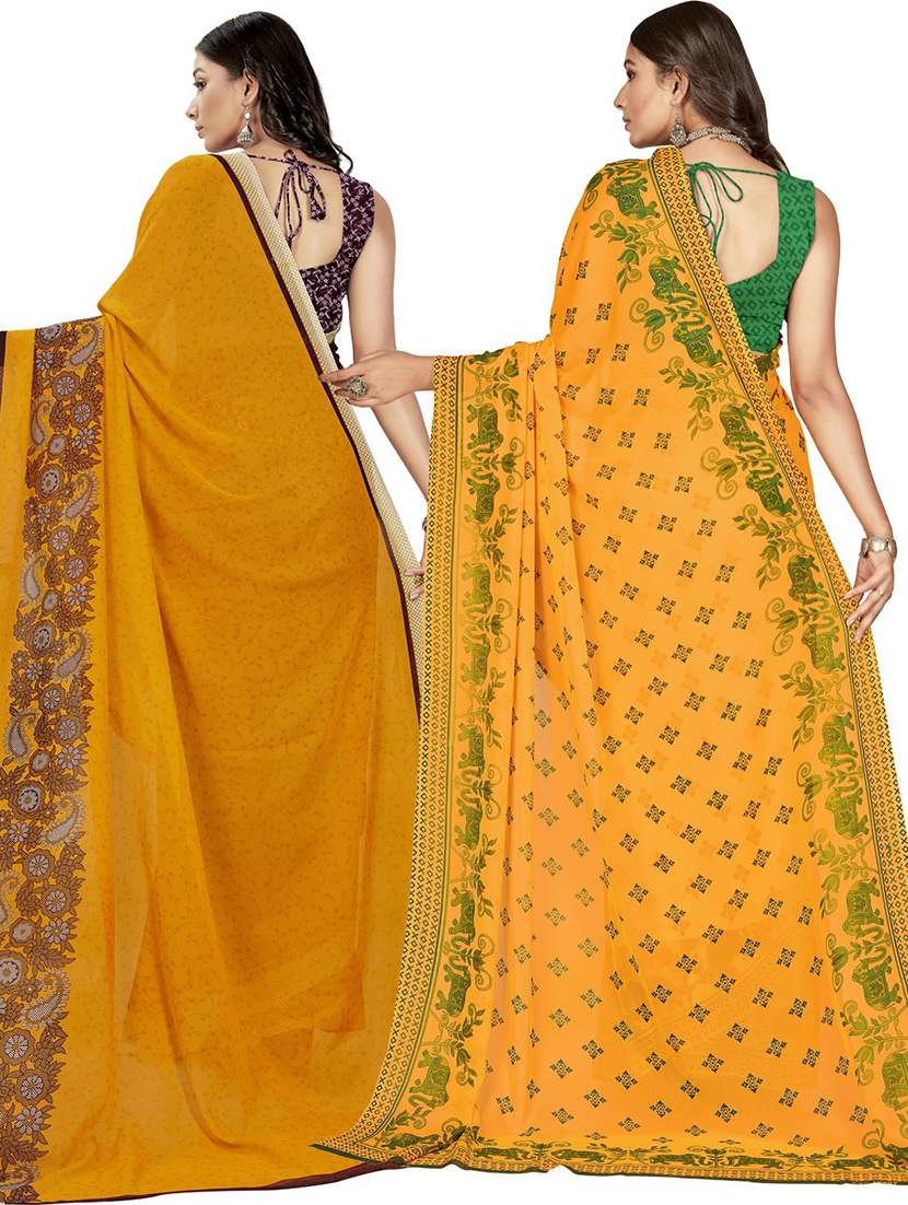women pack of 2 casual wear combo sarees with blouse - 21480177 -  Standard Image - 1
