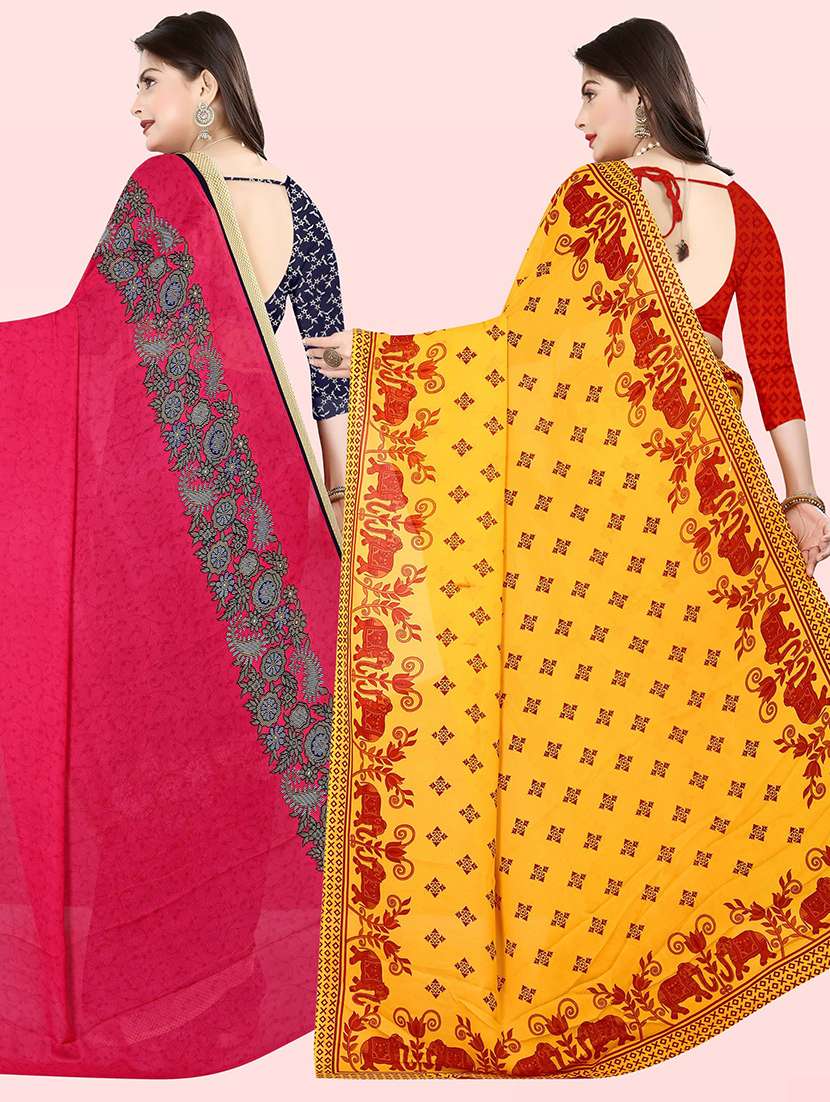 women pack of 2 casual wear combo sarees with blouse - 21480182 - Standard Image - 1