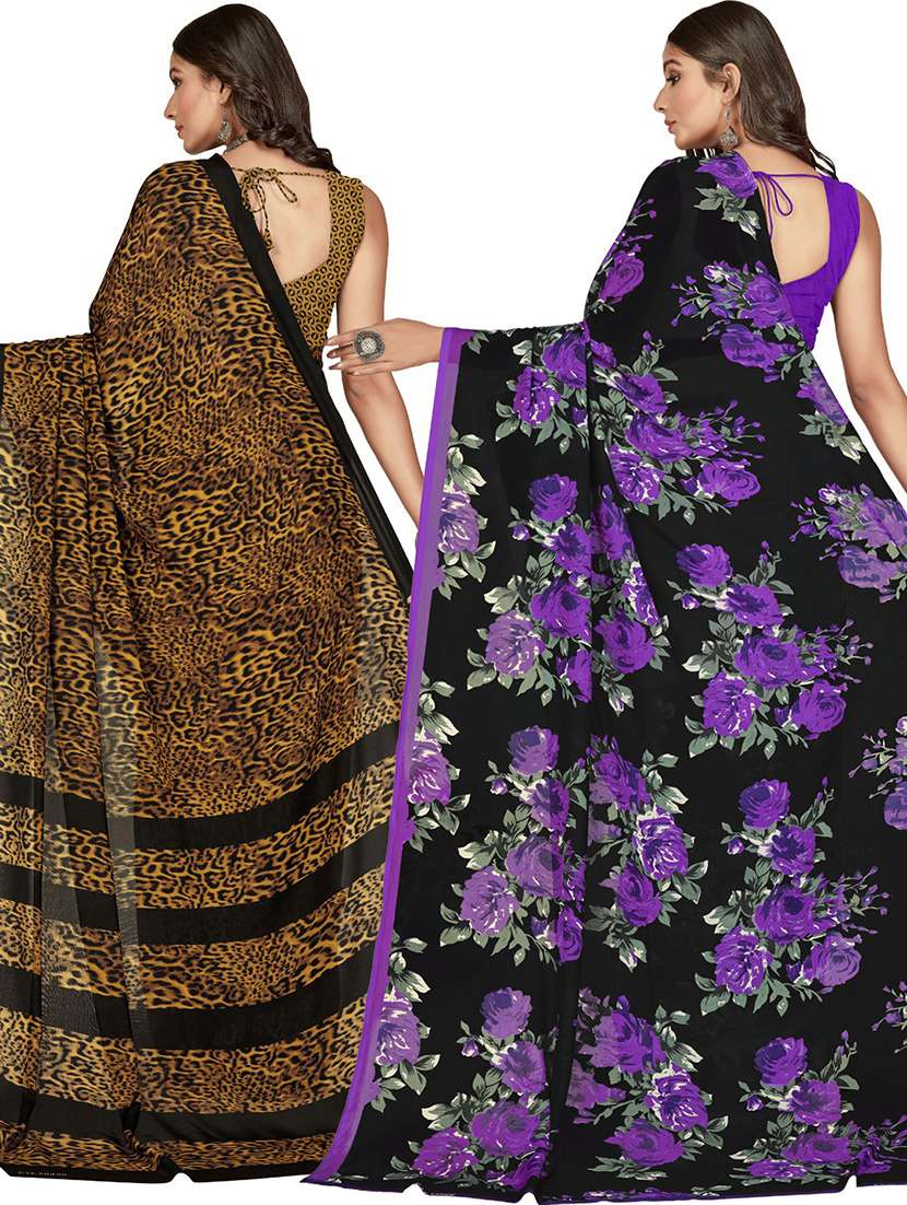 women pack of 2 casual wear sarees with blouse - 21480207 - Standard Image - 1