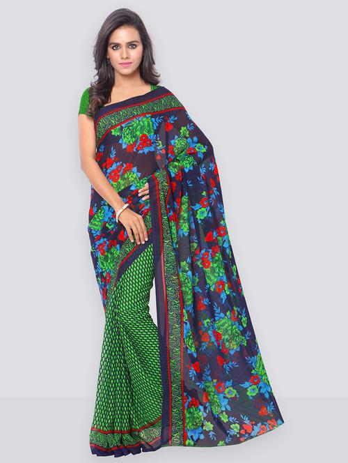 floral printed saree with blouse - 21480588 - Standard Image - 0
