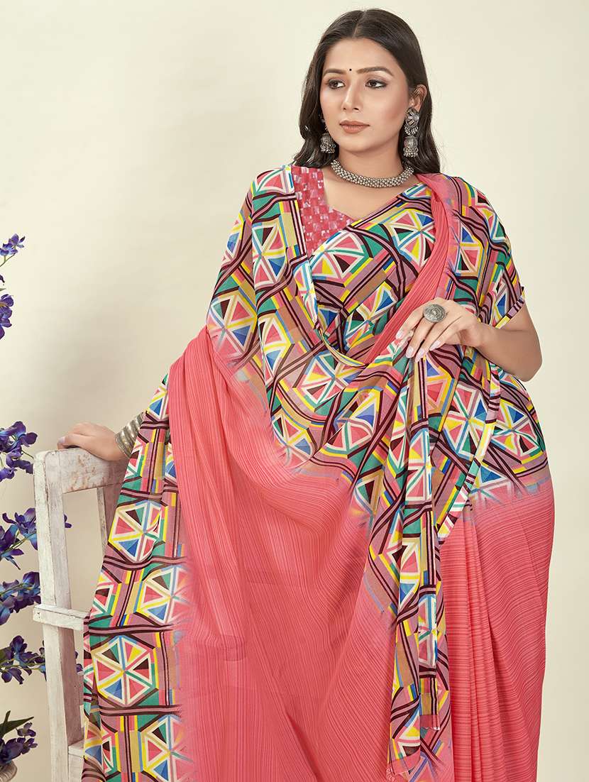 women casual wear georgette saree with blouse - 21480621 -  Standard Image - 1