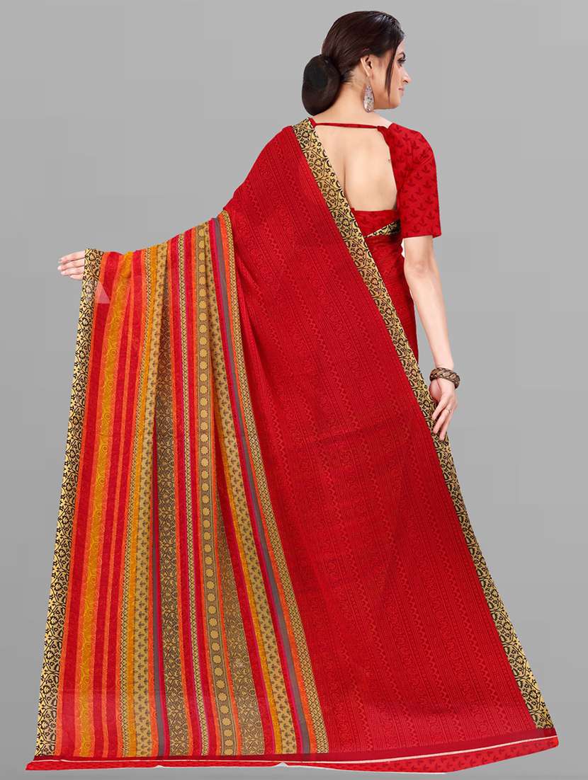 women red printed saree with blouse - 21480772 -  Standard Image - 1