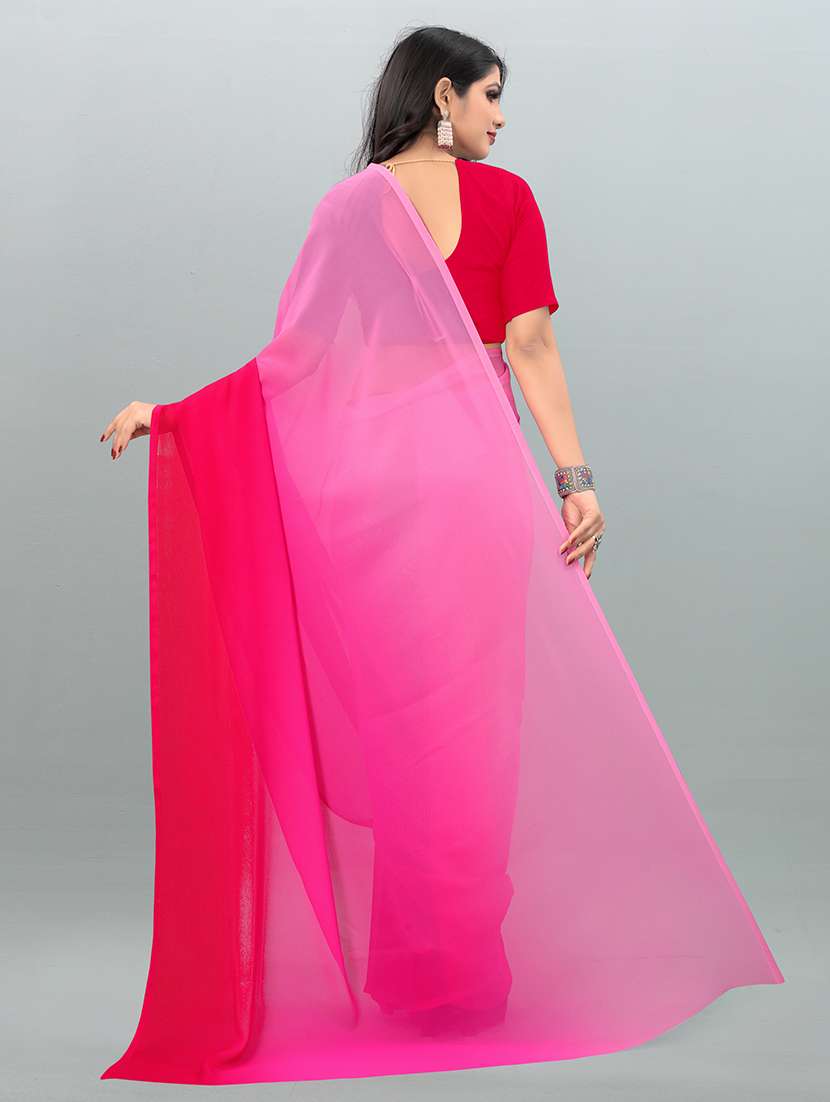 women solid pink saree with blouse - 21480821 - Standard Image - 1