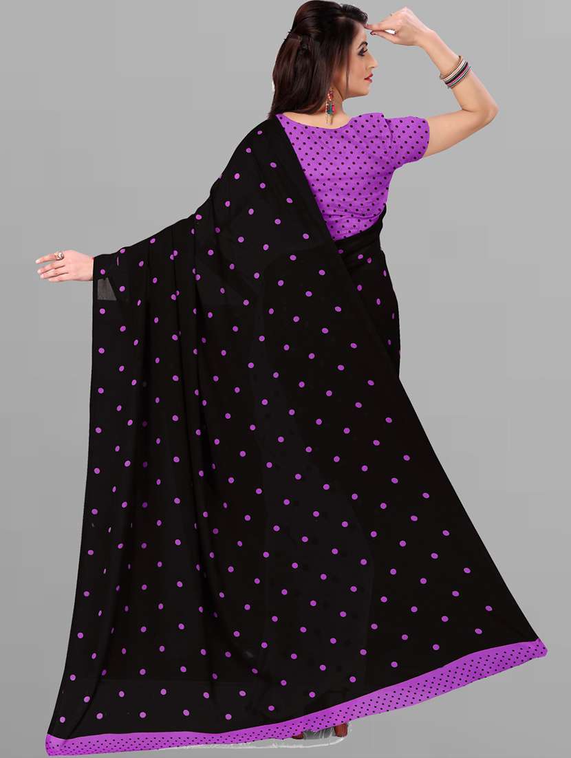women polka dots  casual wear saree with blouse - 21480826 -  Standard Image - 1