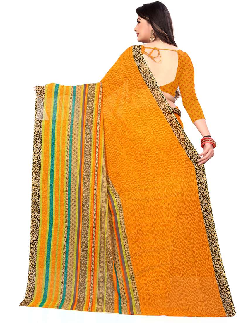 women yellow printed saree with blouse - 21480867 -  Standard Image - 1