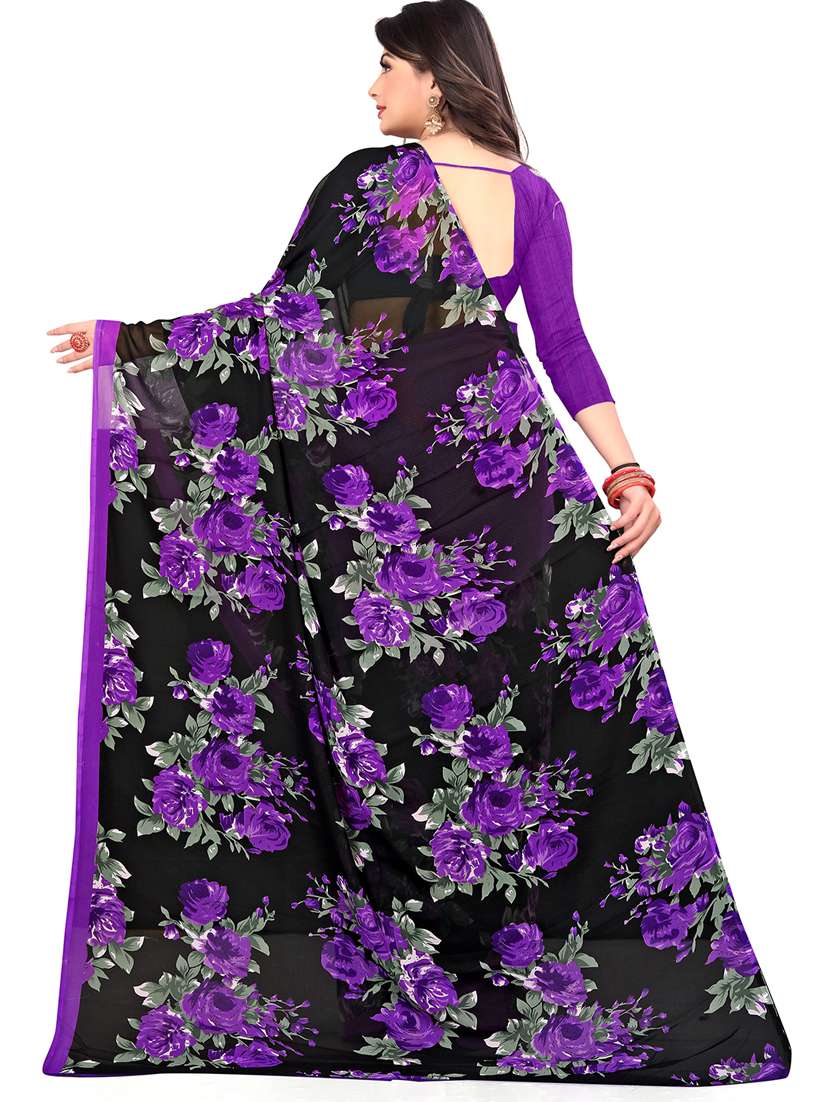 women purple printed saree with blouse - 21480896 -  Standard Image - 1