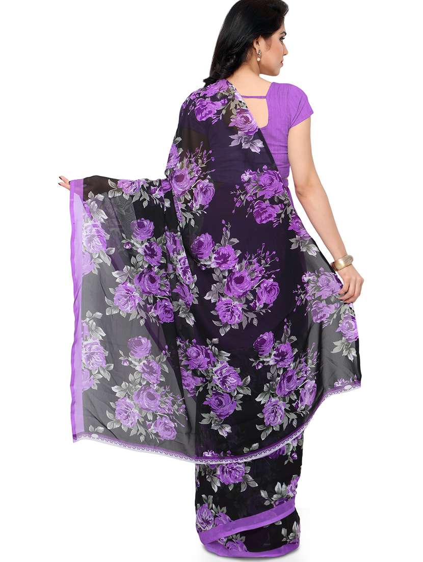 women purple printed saree with blouse - 21480907 -  Standard Image - 1