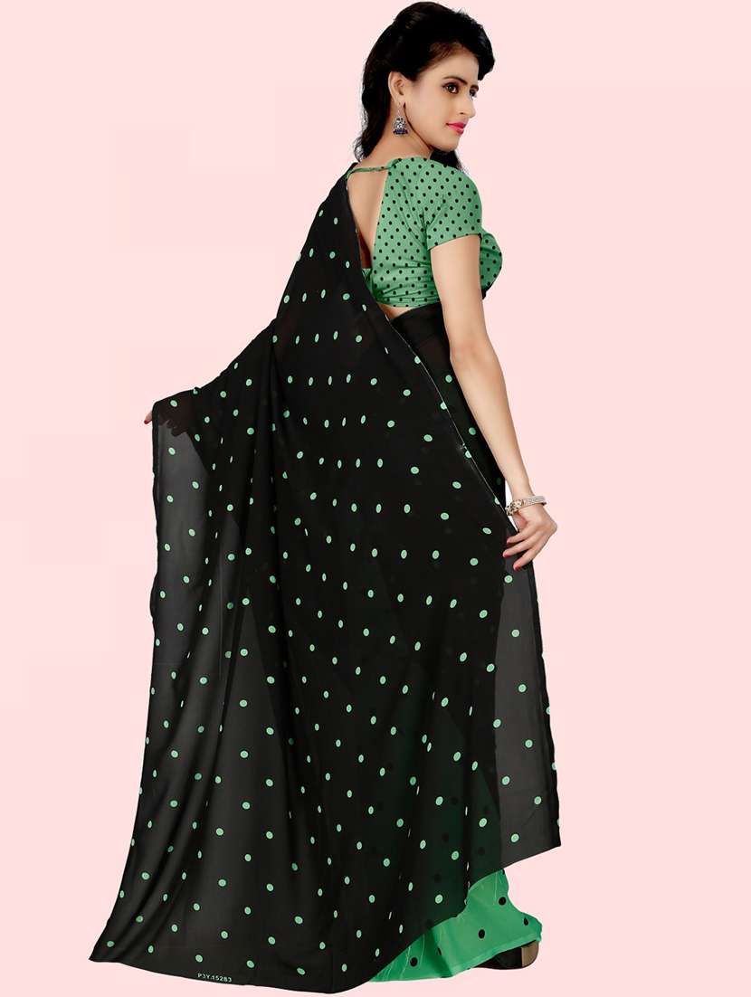 women polka dots casual wear saree with blouse - 21480948 -  Standard Image - 1