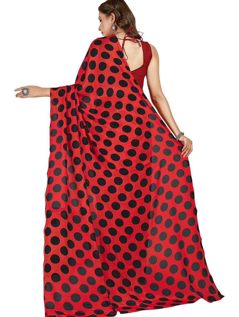 women polka dots casual wear saree with blouse - 21480975 -  Standard Image - 1