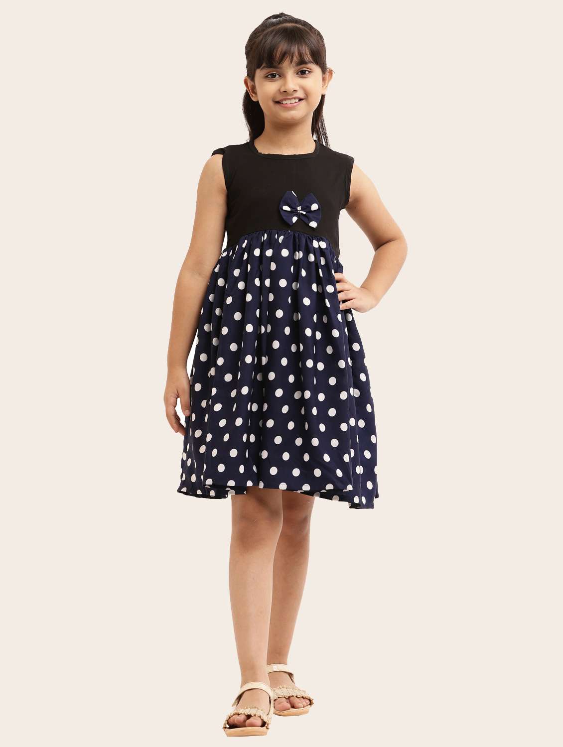 girl printed sleevless crepe frock - 21481076 - Standard Image - 1
