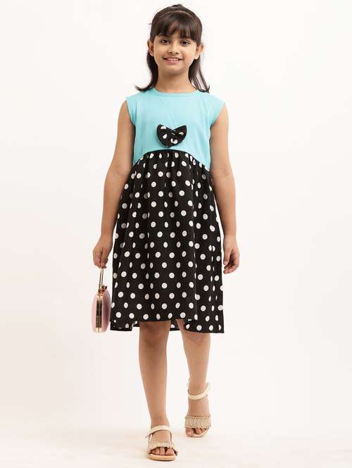 girl printed sleevless crepe frock