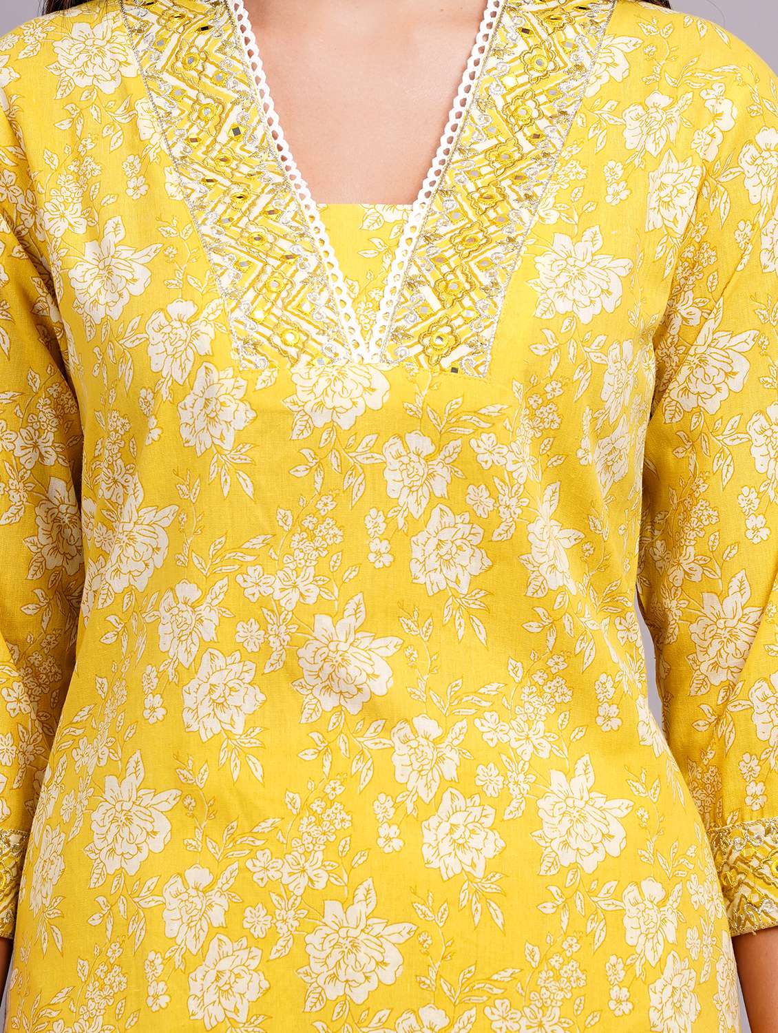 women floral printed three quarter sleeves suit set - 21481186 - Standard Image - 6