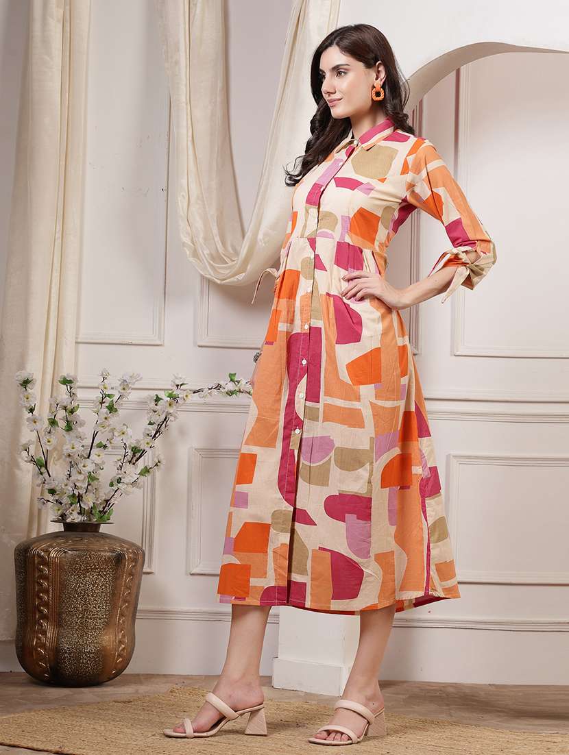 multicolored printed a-line dress - 21481428 -  Standard Image - 1