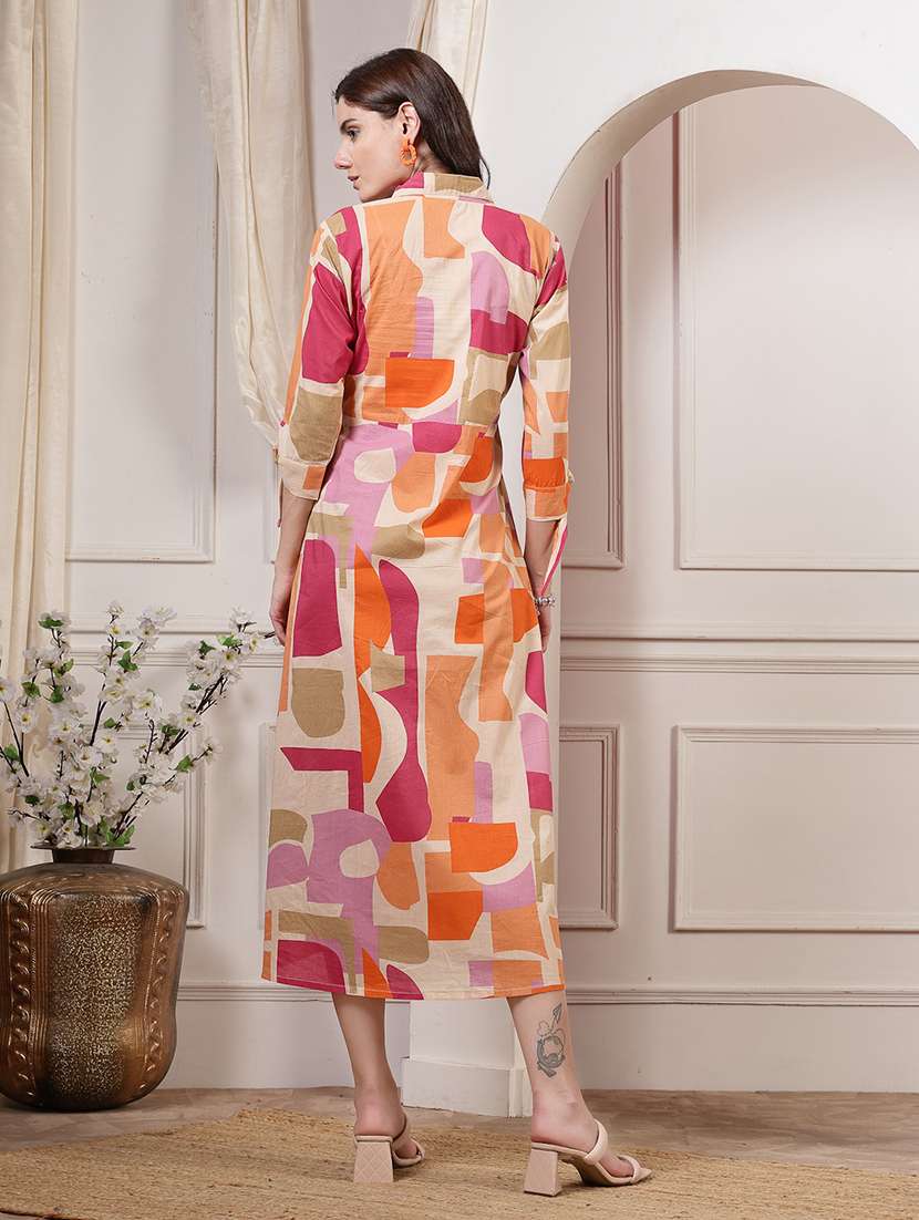 multicolored printed a-line dress - 21481428 -  Standard Image - 4