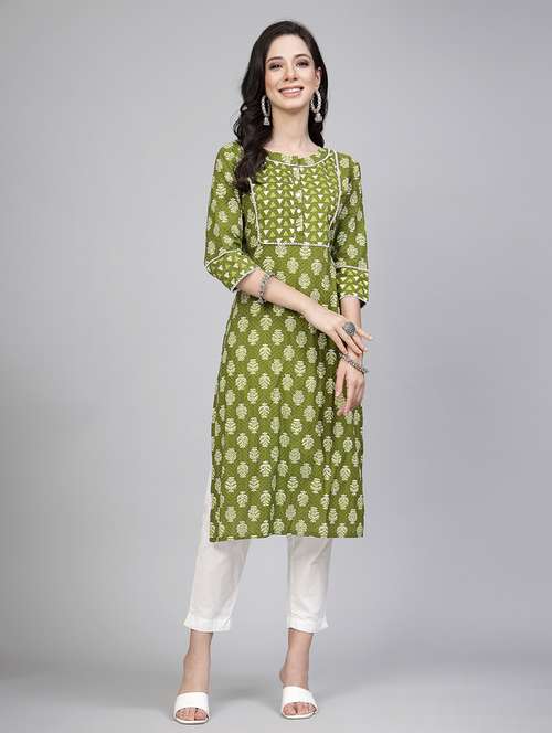 women green printed straight kurta - 21481486 -  Standard Image - 0