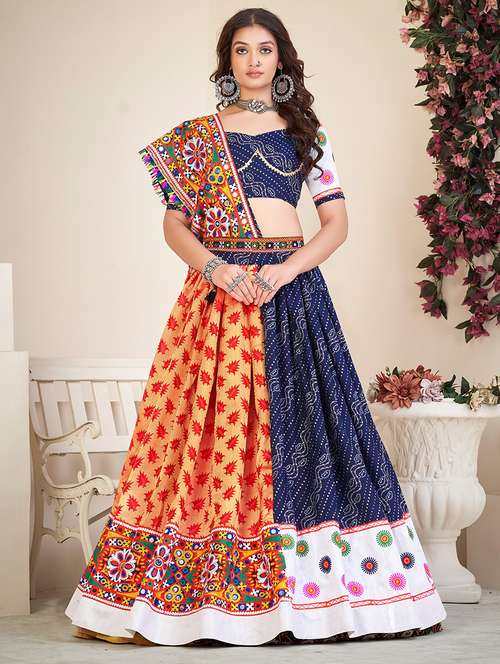 women navy blue flared lehenga - 21481802 -  Standard Image - 0