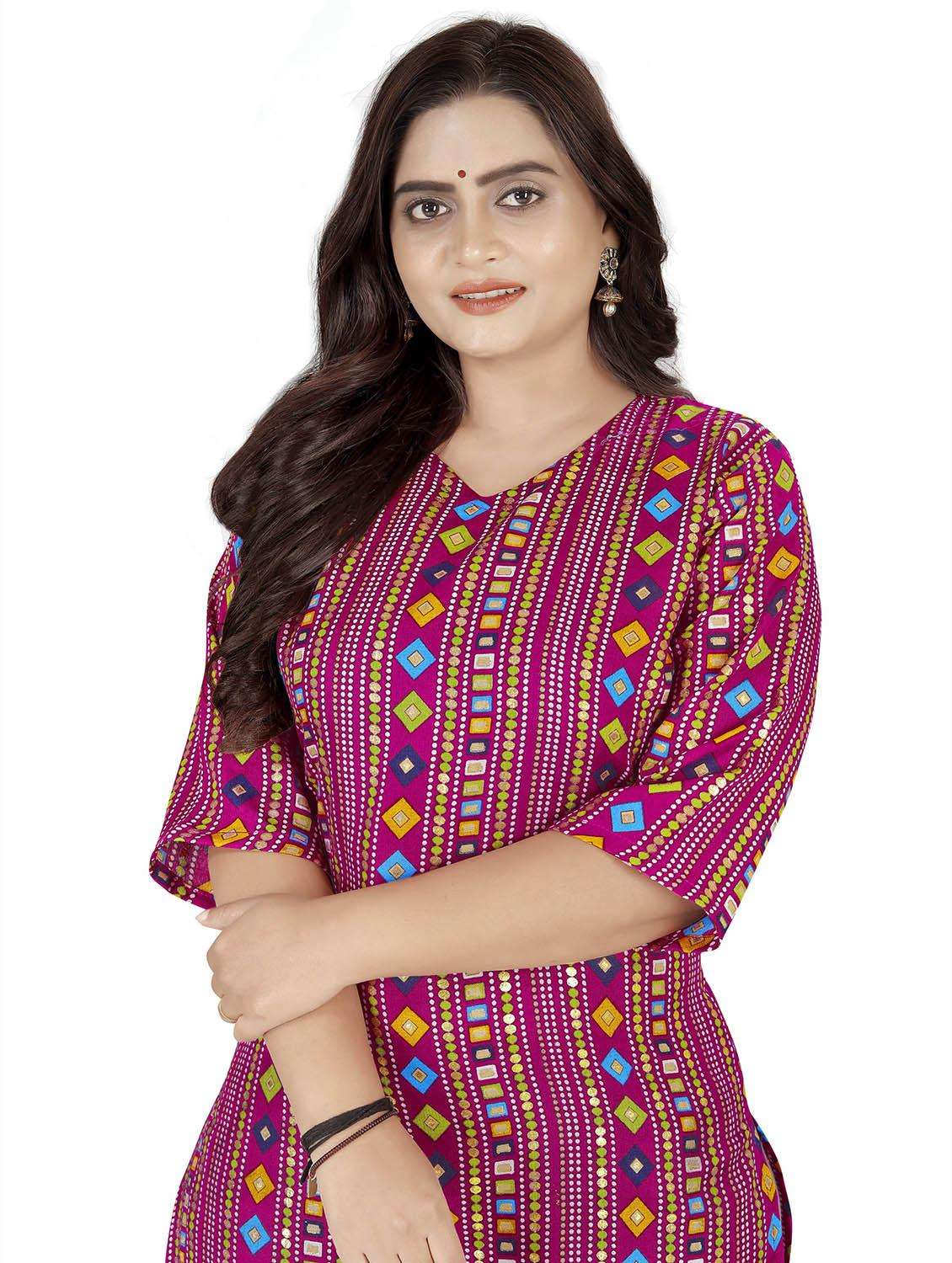 women three quarter sleeve straight kurta - 21482205 -  Standard Image - 1