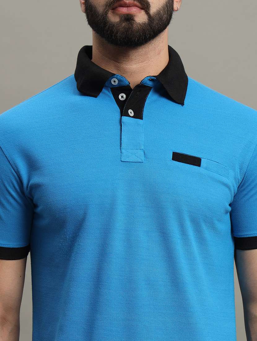 men polo neck solid t-shirt - 21482410 -  Standard Image - 4