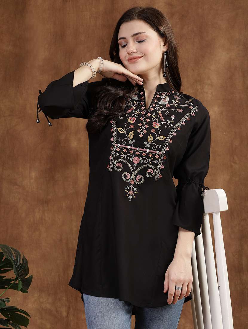 women black cotton regular tunic