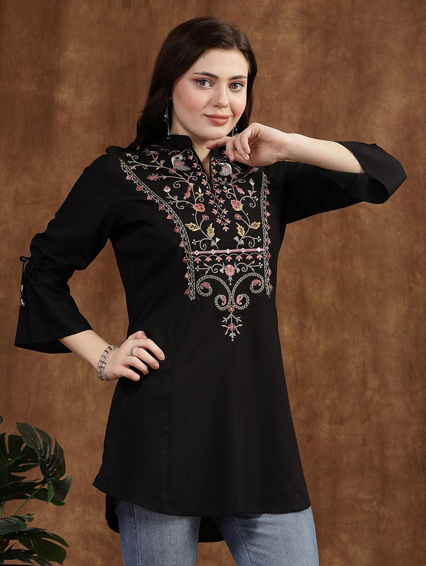 women black cotton regular tunic - 21482529 - Standard Image - 1