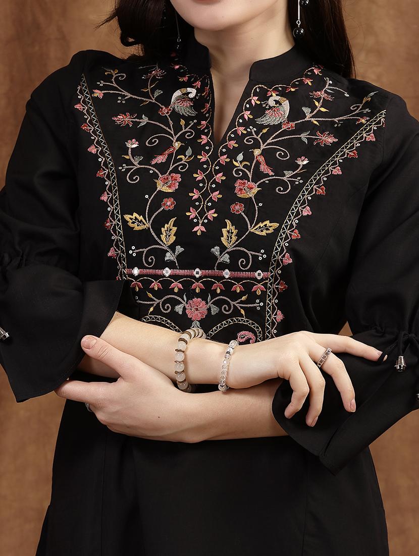 women black cotton regular tunic - 21482529 - Standard Image - 4