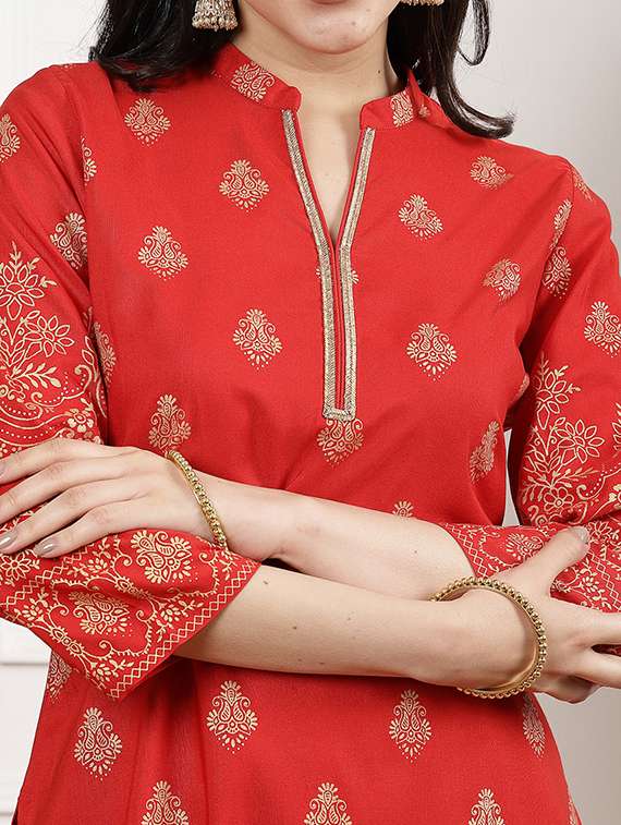 women three quarter sleeve kurta pant with dupatta set - 21482533 -  Standard Image - 4