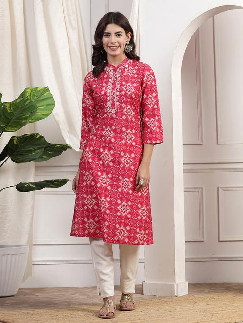 women three quarter sleeve straight kurta - 21482546 - Standard Image - 0