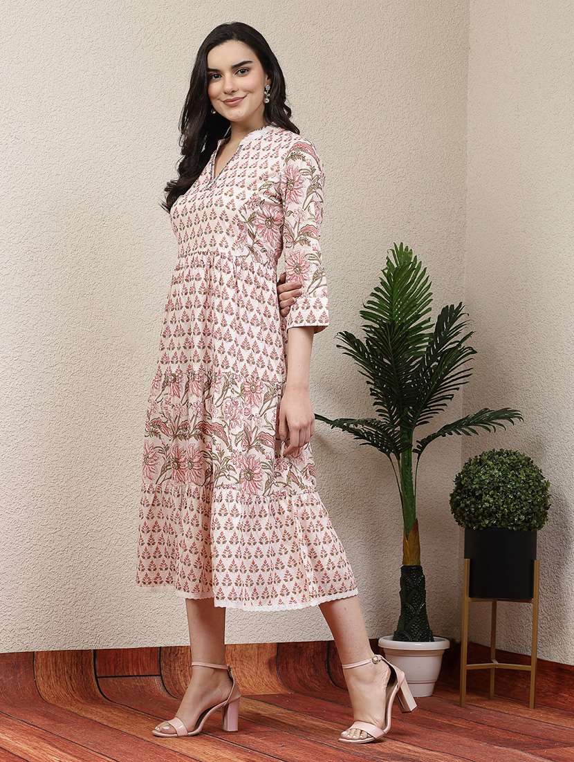 women white cotton fit & flare dress - 21482552 -  Standard Image - 1