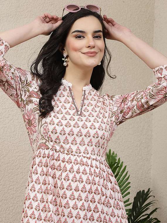 women white cotton fit & flare dress - 21482552 -  Standard Image - 4