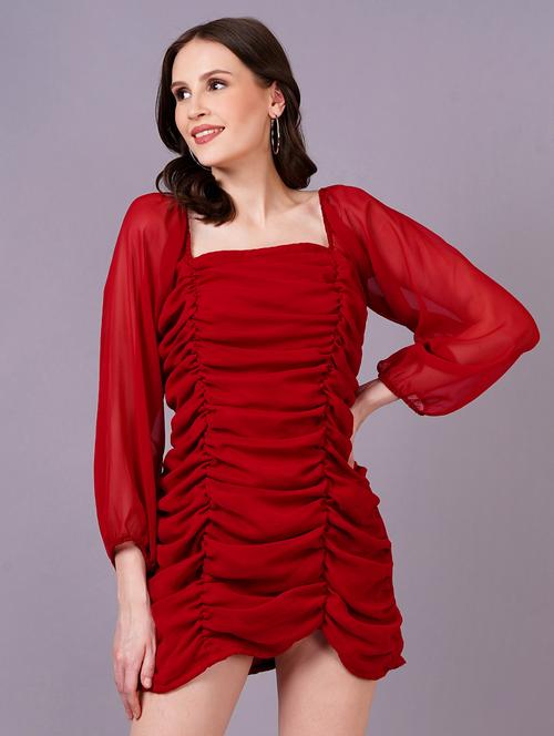 women red georgette bodycon dress - 21482573 -  Standard Image - 0