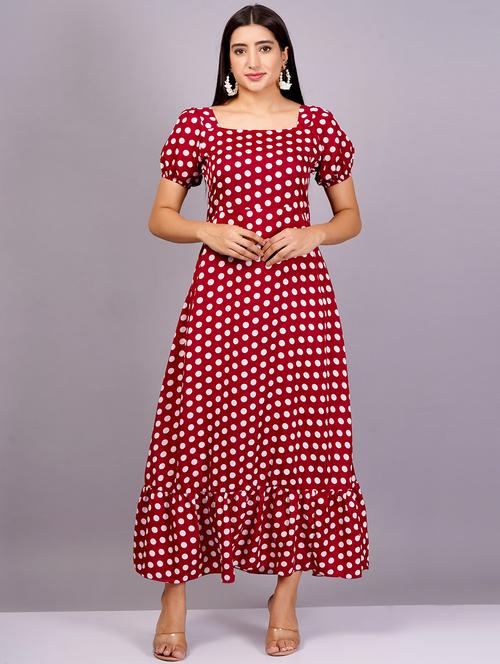 women red viscose a-line dress - 21482576 -  Standard Image - 0