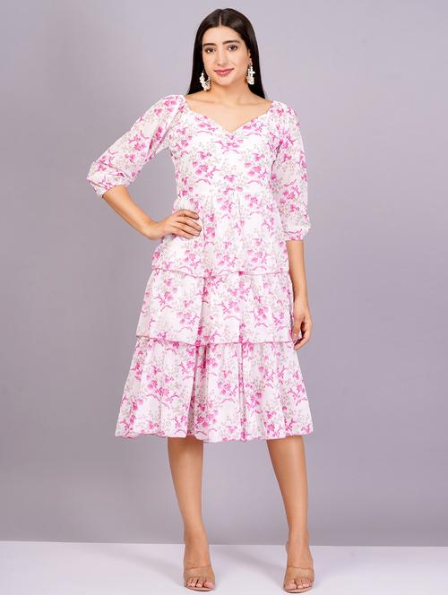 women white georgette layered dress - 21482579 - Standard Image - 0