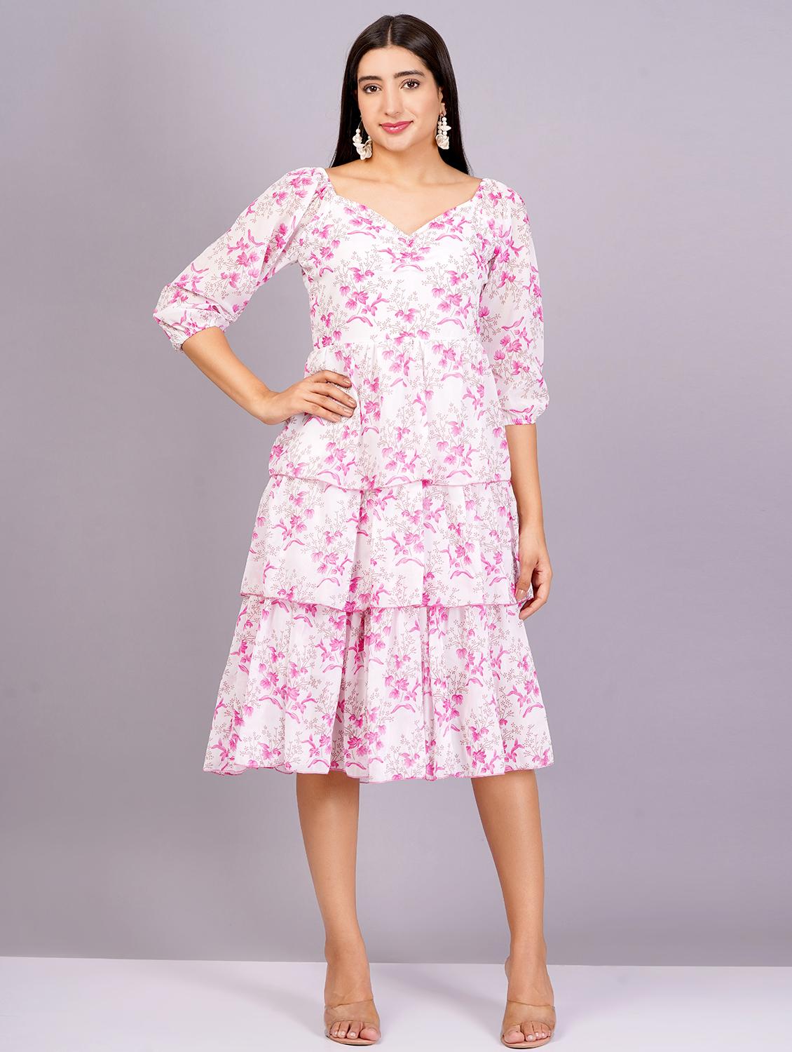 women white georgette layered dress - 21482579 - Zoom Image - 0