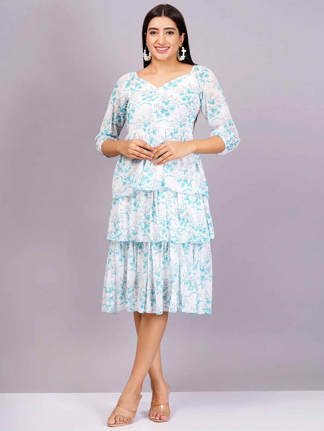 women light blue florals layered dress - 21482653 - Zoom Image - 0