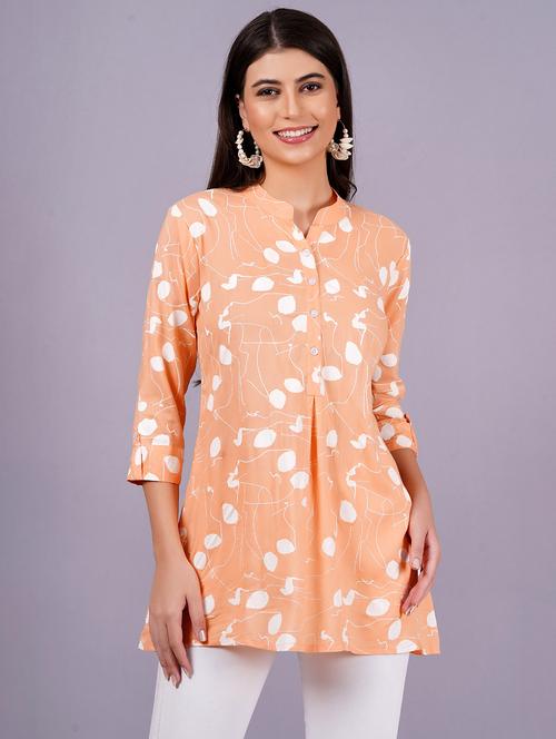 orange rayon straight kurti - 21482721 - Standard Image - 0