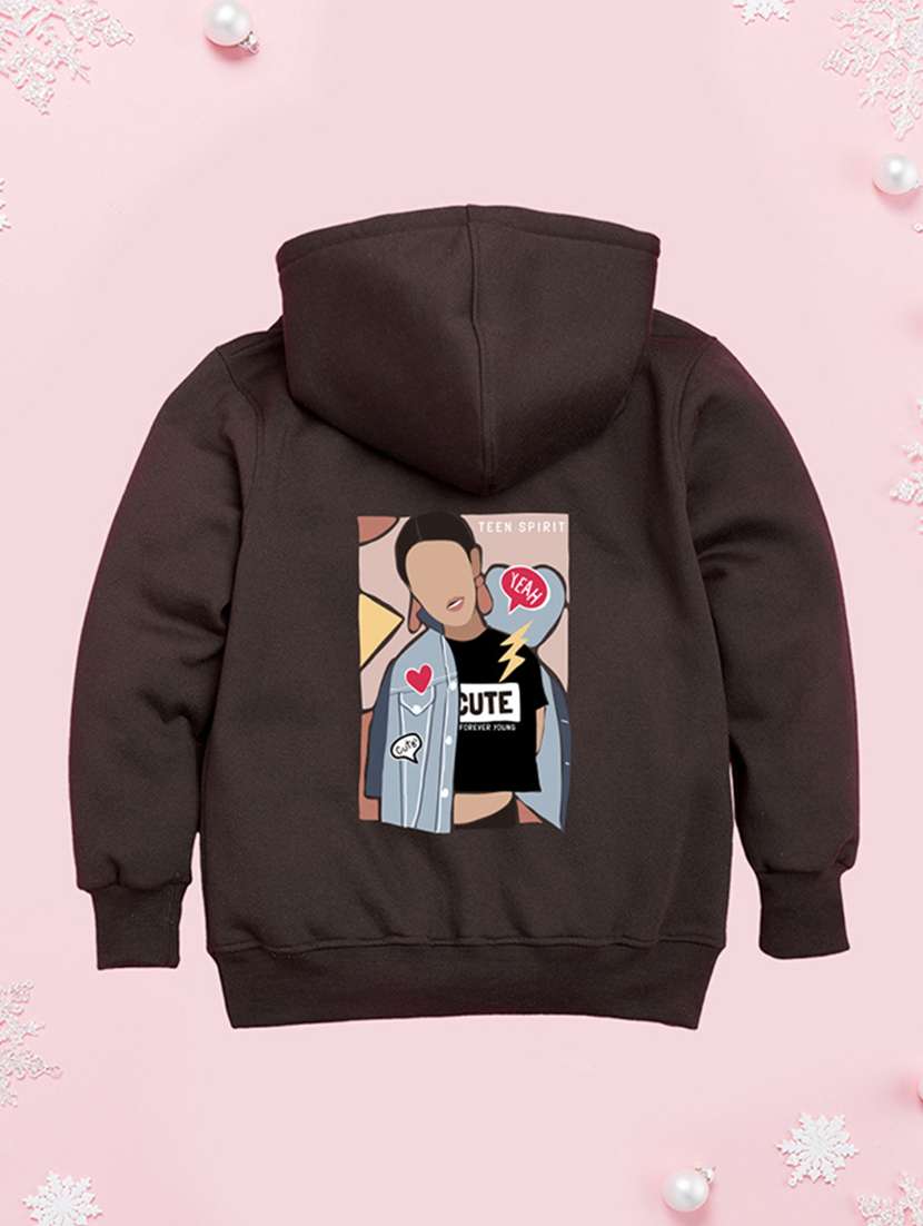 girls hooded neck long sleeves sweatshirts - 21482908 -  Standard Image - 1