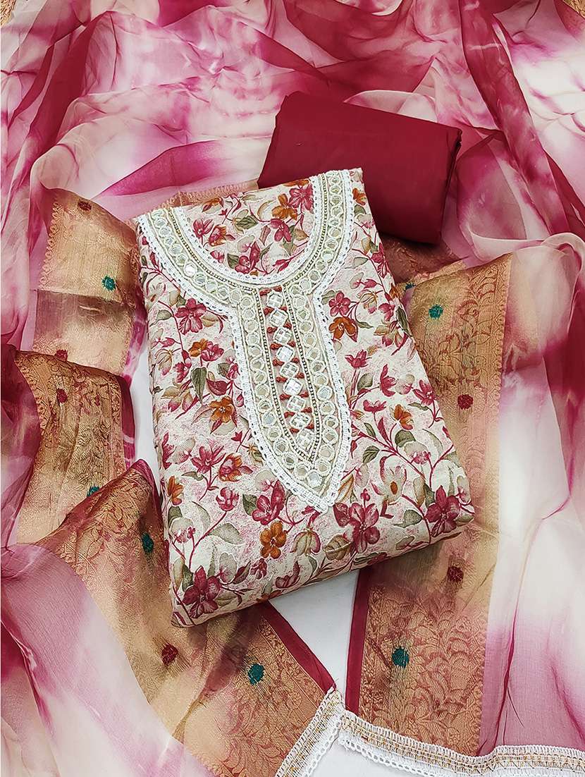 women printed unstitched suit set
