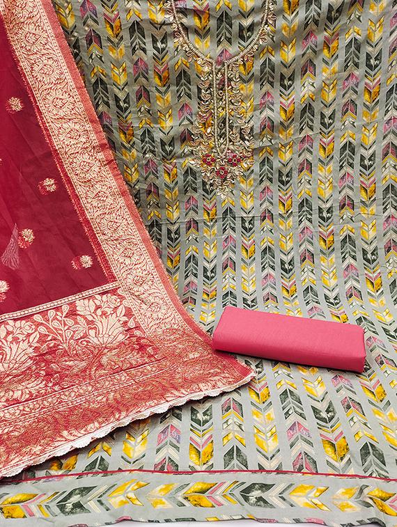 women printed unstitched suit set - 21482962 - Standard Image - 1