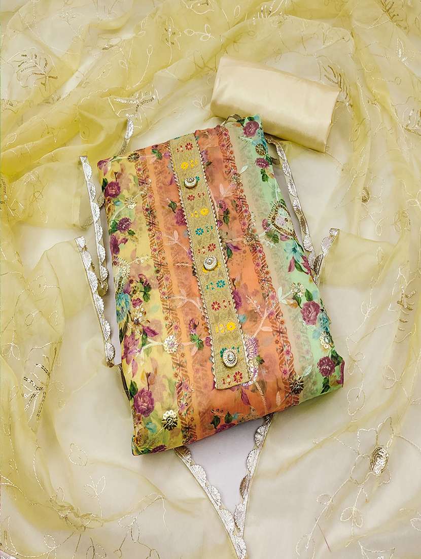 women printed unstitched suit set