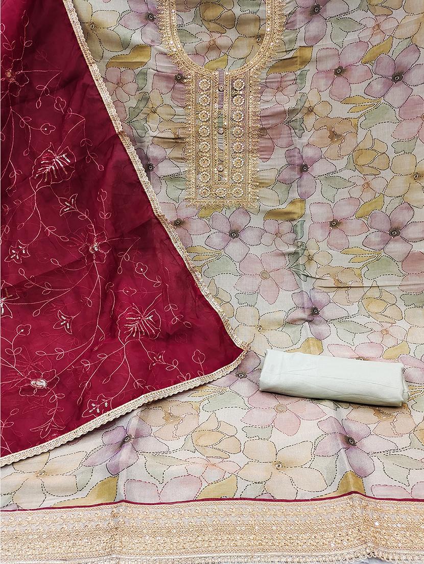 women printed unstitched suit set - 21482969 - Standard Image - 1