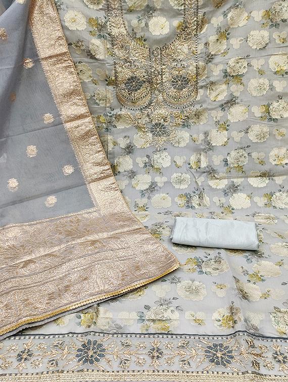 women embroidered unstitched suit set - 21483004 - Standard Image - 1