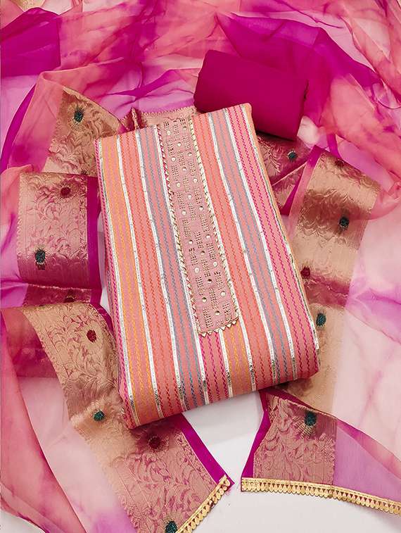 women embroidered unstitched suit set