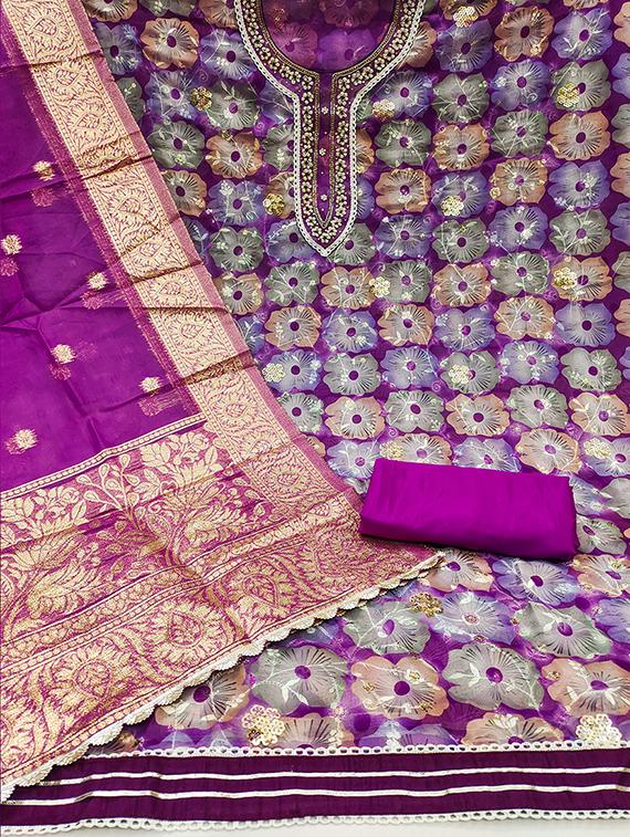 women embroidered unstitched suit set - 21483013 -  Standard Image - 1
