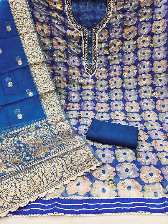 women embroidered unstitched suit set - 21483014 -  Standard Image - 1